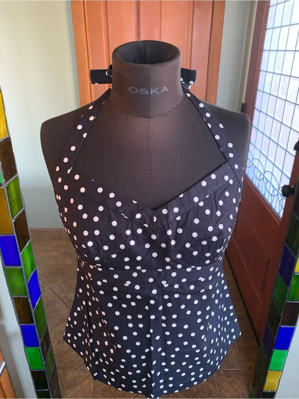 J CREW POLKA DOT HALTER TOP COTTON SALT DOT NAVY New With Tags Size 10